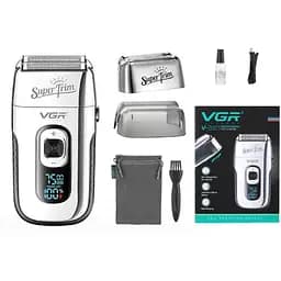 Профессиональный шейвер бритва VGR V-332 Super Trim двойное лезвие триммер LED дисплей 8 Вт Серебряный