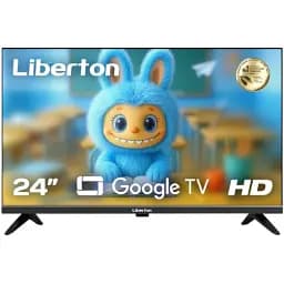 Телевизор 24" Liberton LTV-24H02GT, Black, LED, 1366x768, 60 Гц, Google TV, DVB-T2/C, LAN, Wi-Fi, Bluetooth, 2xHDMI, USB, 2 x 2 Вт, VESA 200x100