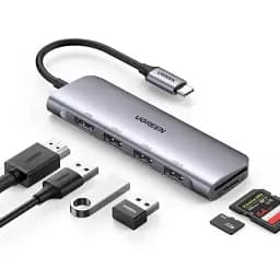 Розгалужувач - хаб Ugreen CM195 Usb-C to 2 Ports Usb3.0-A Hub + HDMI + TF / SD (UGR-70411) сірий - мініатюра 2
