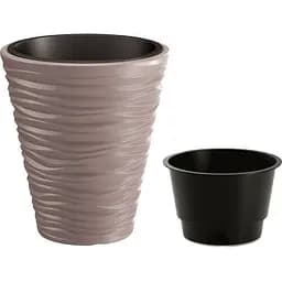 Горщик для квiтiв Prosperplast Sand з вкладишем 2 в 1, 400 мм, мокка (79618-7529)