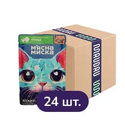 Вологий корм для котів М'ясна Миска шматочки в соусі з птицею 2.4 кг (24 шт. х 100 г)