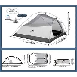 Намет тримісний з футпринтом Naturehike Cloud Up 3 UL NH18T030-T-T, 20D, темно-синій - мініатюра 4