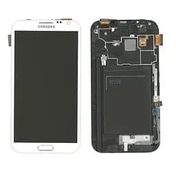 Матриця з тачскріном модуль Samsung Galaxy Note 2 GT-N7100 білий з рамкою
