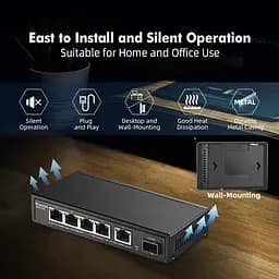 Ethernet-комутатор MokerLink 2.5G з 10G SFP, з 5 портами 2.5G Base-T, сумісними з 10/100/1000Mbps - мініатюра 5