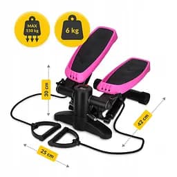 Степпер (міні-степпер) 4FIZJO Evo з еспандерами Black/Pink (P-5905973403870) - мініатюра 6