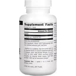 Аргінін Source Naturals L-Arginine вільна форма 1000 мг 100 таблеток - мініатюра 2