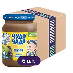 Упаковка пюре Чудо-чадо Яблуко-чорнослив без цукру 1.02 кг (170 г х 6 шт.)