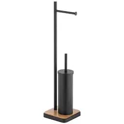 Стойка для ершика и туалетной бумаги Yoka Dyka black bamboo P.DYKA-BLK, Черный матовый