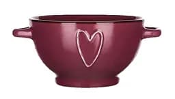Миска з ручками Banquet Heart Bordo, 660 мл