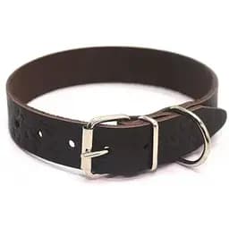 Нашийник для собак Zoo-hunt ОТ Кісточка шкіряний тиснений коричневий 2,0/33-41 см