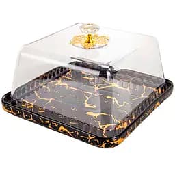 Блюдо для торта Lefard с крышкой 20.4x11.8 см черное с золотистым