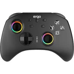 Геймпад Ergo GG04BT беспроводной Bluetooth 5.0/Type-C для ПК/Nintendo Switch/Android TV вибрация 8 кнопок/2 стика/D-Pad RGB подсветка Black