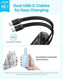 Портативний зарядний пристрій Anker - 20000 mAh 45W Dual USB-C Cables Black (7235835) - мініатюра 4
