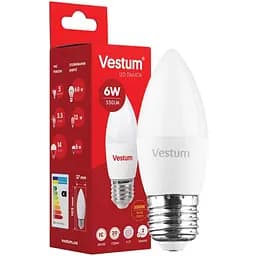 Светодиодная лампа Vestum C37 6W 3000K 220V E27 1-VS-1302