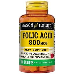 Фолиевая кислота Mason Natural 800 мкг 100 таблеток