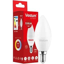 Светодиодная лампа Vestum C37 6W 4100K 220V E14 1-VS-1303