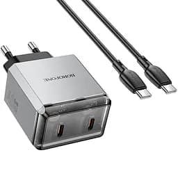 МЗП Borofone BN21 Lena PD40W+QC3.0 (2USB-C) + кабель Type-C to Type-C Metal gray - мініатюра 5