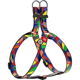 Шлея для собак Waudog Nylon Вітраж, анатомічна, з QR паспортом, 60-90х2,5 см, різнокольорова (4608)