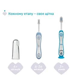 Зубна щітка Chicco для перших зубів, 6-36 міс. блакитна (12081.11) - мініатюра 4