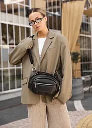 Сумка через плечо женская бананка Sambag Pure черная 30×17×10 см (85515001)