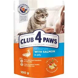 Вологий корм для котів Club 4 Paws з лососем в желе 100 г
