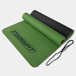 Коврик для йоги и фитнеса EasyFit TPE+TC 6 мм двухслойный зеленый-черный