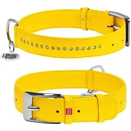 Нашийник для собак Waudog Glamour шкіряний з QR паспортом, подвійний зі стразами, XS, Ш 15 мм, Дов 27-36 см (4823089318448)