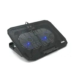 Підставка для ноутбука IceCoorel N106, 10-18", 2*125mm 1400±10% RPM, корпус пластик+алюміній, 2xUSB 2.0, 360x260x32 mm, Black, Box Q20