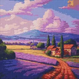 Алмазная мозаика Ideyka Лавандовое поле 40х40см (AMO7966)