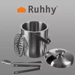Відерце для льоду Ruhhy 21159 зі щипцями, ложкою та ситечком 1.3 л - мініатюра 9