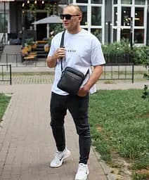Сумка чоловіча через плече шкіряна планшет чорна компактна (TD-75601) - мініатюра 8