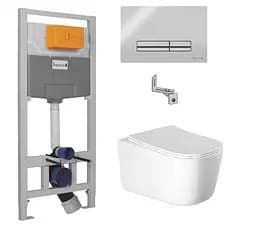 Комплект инсталляция Volle i-Frame 3в1 i9120C + унитаз Volle Hippo с сиденьем Slim slow-closing клавиша хром 13-44-202+i9120C, Белый