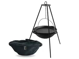 Казан чавунний азіатський 15 л з кришкою-сковородою, чохлом та триногою