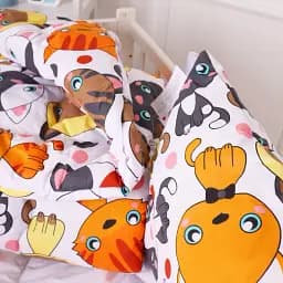 Набір антиалергенний MirSon зима Kids Time 20-0035 Colored kittens 140x205 см EcoSilk: ковдра з подушкою (2200009665189) - мініатюра 4