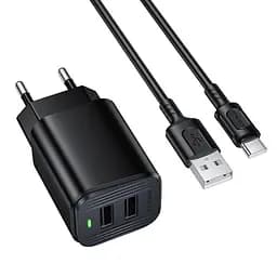СЗУ Borofone BAS81A Star 10.5W (2USB-A) + кабель USB to Type-C Black