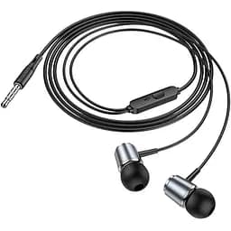 Навушники металеві Hoco M108 Spring metal universal earphones with mic чорні