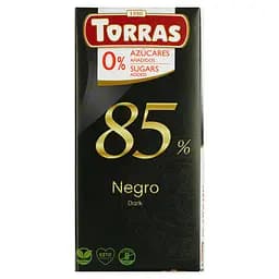 Шоколад черный Torras какао 85% без сахара 75 г