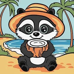 Картина по номерам "Єнот і кокос" ©art_selena_ua KHO1242, 25х25 см