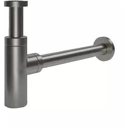 Сифон для раковини під донний клапан, латунь, збройова сталь Frap F82-9, Графітовий хром