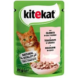 Вологий корм для котів Kitekat з лососем в соусі 2.38 кг (28 шт. х 85 г) - мініатюра 2