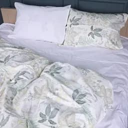 Простирадло MirSon Сатин Leaf ornament 220x240 см біле (2200011122991)
