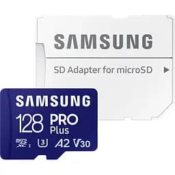 Карта пам'яті Samsung microSDXC 128GB Class 10 UHS-I U3 V30 A2 PRO Plus + SD Adapter (MB-MD128SA) (112859)
