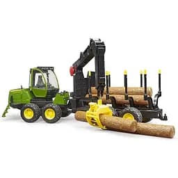 Уцінка. Іграшкова машинка Bruder Трактор John Deere 1210E з системою захоплення, причепом та колодами 1:16 (2133)  - мініатюра 2