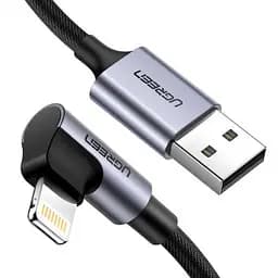 Кабель Ugreen US299 USB-A to Lightning Braided cable with Aluminum Shell M/M чорний 1 м (60521)