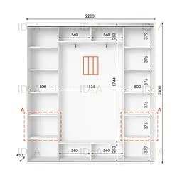 Шафа-купе Idea серія 4 220 x 45 x 240 см Білий Дзеркало - мініатюра 2