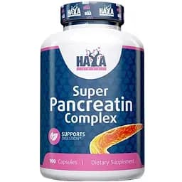 Комплекс травних ферментів Haya Labs Super Pancreatin Enzymes Амілаза, Протеаза, Ліпаза 100 капсул (820248)