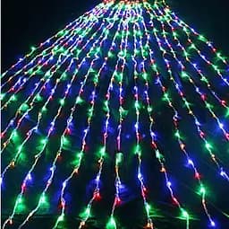 Гірлянда штора Водоспад 3х3 м 320 LED (прозорий шнур з перехідником) Кольорове світло - мініатюра 4