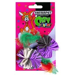 Іграшка для котів TatraPet Caty Funny різнобарвні м'ячики з пір'ям 3.5-6.3 см