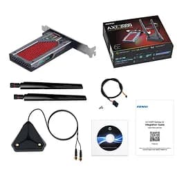 Мережева карта PCI-E x1, Fenvi FV-AXE3000RGB, WiFi 6E (до 2400 Mbps), Bluetooth 5.3, Intel AX210, RGB підсвічування, радіатор, 2 зовнішні антени, підставка - мініатюра 2