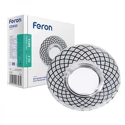 Светильник точечный Feron CD833 под лампу с подсветкой прозрачное серебро (40026)